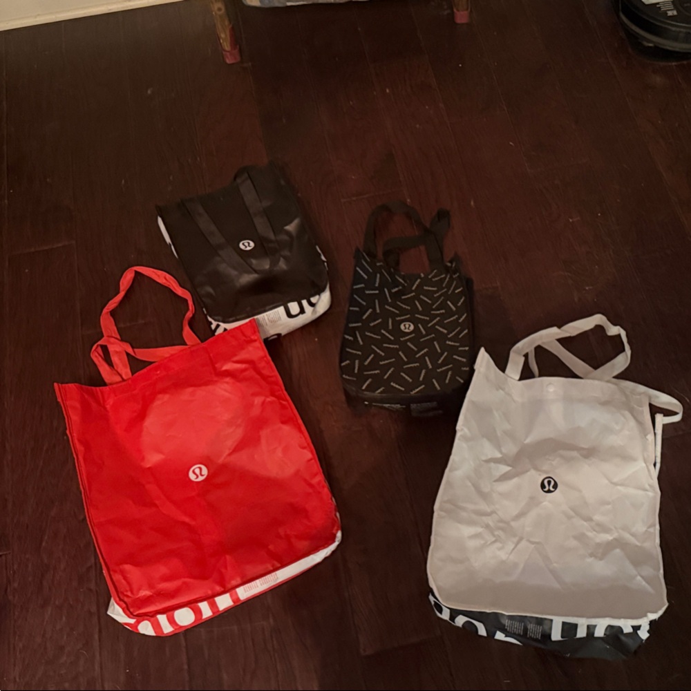 lululemon athletica Red, Black, and White Tote Set